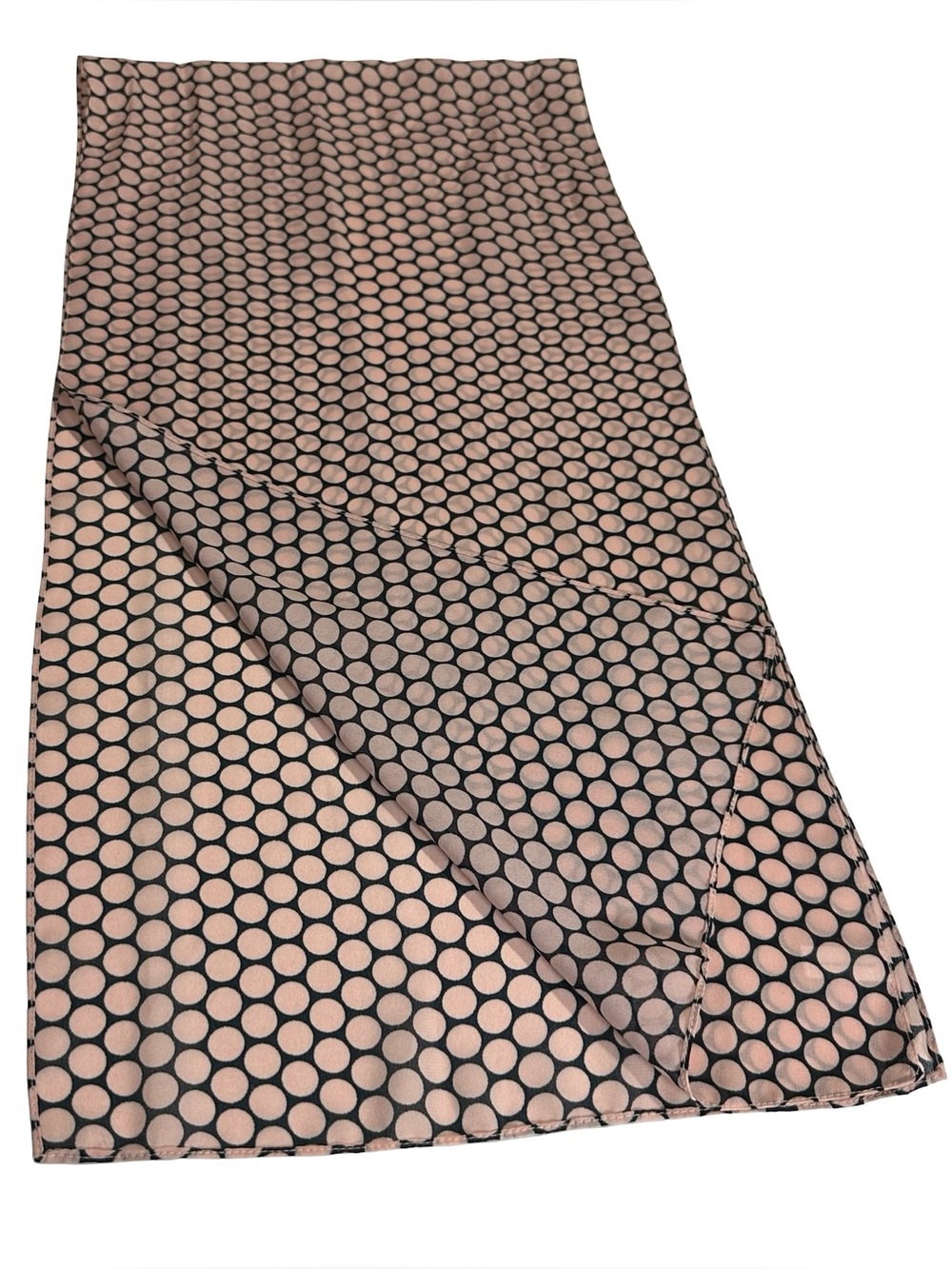 Pink Black Polka Dot Long Oblong Scarf Cold Water Wash Geometric Neck Tie 54x13